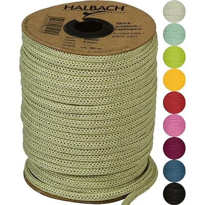 Halbach Seidenbänder Premium stickad slang i papper bredd: 4 mm längd: 30 m slanggarn påfyllningsbart och rivbeständigt, pappersgarn för namnskyltar barnrum eller för pyssel, färg: ljusgrön Halbach Seidenbänder Premium stickad slang i papper bredd: 4 mm längd: 30 m slanggarn påfyllningsbart och rivbeständigt, pappersgarn för namnskyltar barnrum eller för pyssel, färg: ljusgrön