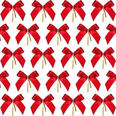 Sumind förpackning med 48 julrosetter rött band rosett julkrans dekoration (8 x 7,94 tum) Sumind förpackning med 48 julrosetter rött band rosett julkrans dekoration (8 x 7,94 tum)