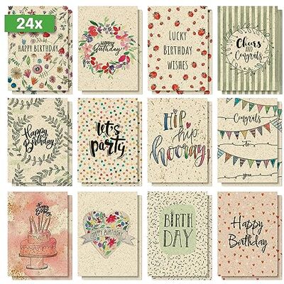 Sigel Ds702 Födelsedagsvykortsset, 24 Delar, "Happy Grassy Birthday", A6, 12 Olika Födelsedagskort Gjorda av Hållbar Gräskartong, Gjorda av Hållbart Papper Sigel Ds702 Födelsedagsvykortsset, 24 Delar, "Happy Grassy Birthday", A6, 12 Olika Födelsedagskort Gjorda av Hållbar Gräskartong, Gjorda av Hållbart Papper