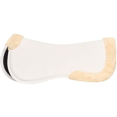 Imperial Riding sadelunderlägg IRH mocka päls, stötdämpande halv dyna med fuskpälskant, vit, full Imperial Riding sadelunderlägg IRH mocka päls, stötdämpande halv dyna med fuskpälskant, vit, full