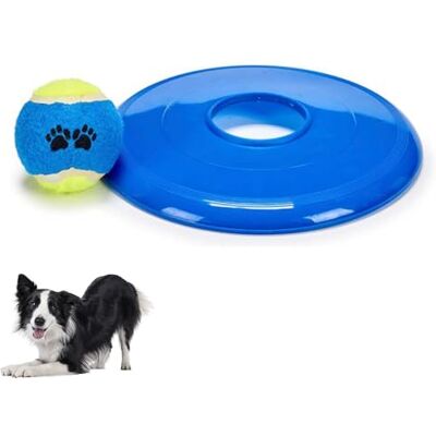 PARENCE . Hundleksak Flygande Skiva med Boll – Frisbee + Interaktiv Boll – Utomhusspel, Kasta & Hämta – Blå Röd Grön PARENCE . Hundleksak Flygande Skiva med Boll – Frisbee + Interaktiv Boll – Utomhusspel, Kasta & Hämta – Blå Röd Grön