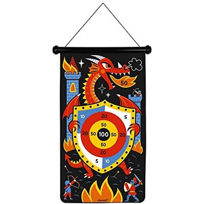 Janod Magnetic Dartboard with Dragons and Knights Theme Two-Sided Game Of Skill Teaches Agility and Concentration 6 Darts from 4 Years, J02084 Janod Magnetic Dartboard with Dragons and Knights Theme Two-Sided Game Of Skill Teaches Agility and Concentration 6 Darts from 4 Years, J02084