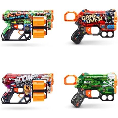 XSHOT Skins Mix Combo Dread and Menace Foam Dart Blaster (4 Blasters, 48 Dart) Air Pocket Dart-teknik, kompatibel med stort varumärke, leksak skum Dart Blaster XSHOT Skins Mix Combo Dread and Menace Foam Dart Blaster (4 Blasters, 48 Dart) Air Pocket Dart-teknik, kompatibel med stort varumärke, leksak skum Dart Blaster