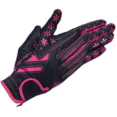 Riders Trend unisex klädsel häst töjbar serino/lycra/silikon ridhandskar – svart/rosa, X-Large Riders Trend unisex klädsel häst töjbar serino/lycra/silikon ridhandskar – svart/rosa, X-Large