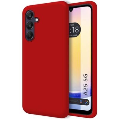 Tumundosmartphone Ultramjukt flytande silikonfodral för Samsung Galaxy A25 5G röd färg Tumundosmartphone Ultramjukt flytande silikonfodral för Samsung Galaxy A25 5G röd färg