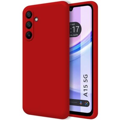 Tumundosmartphone Ultramjukt flytande silikonfodral för Samsung Galaxy A15 4G/5G röd färg Tumundosmartphone Ultramjukt flytande silikonfodral för Samsung Galaxy A15 4G/5G röd färg