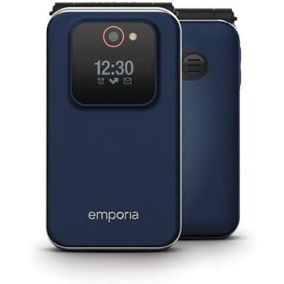 Emporia JOY 2G, seniormobiltelefon 2G, hopfällbar mobiltelefon utan kontrakt, mobiltelefon med nödsamtalsknapp, 2,8-tums skärm, blå Emporia JOY 2G, seniormobiltelefon 2G, hopfällbar mobiltelefon utan kontrakt, mobiltelefon med nödsamtalsknapp, 2,8-tums skärm, blå