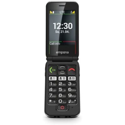 Emporia JOY-LTE, seniormobiltelefon, hopfällbar mobiltelefon utan kontrakt, mobiltelefon med nödsamtalsknapp, 2,8-tums skärm, röd Emporia JOY-LTE, seniormobiltelefon, hopfällbar mobiltelefon utan kontrakt, mobiltelefon med nödsamtalsknapp, 2,8-tums skärm, röd