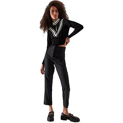 Trendyol Dam svart knapp detailed Cigarette byxor, svart, 40 SE Trendyol Dam svart knapp detailed Cigarette byxor, svart, 40 SE