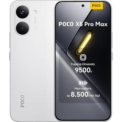 XIAOMI POCO X8 Pro Max, smartphone 12 + 256 GB, flaggskeppsdimensioner 9 500 s, 8 500 mAh (typ) batteri, ultraljus AMOLED-skärm, 50 MP ljusfusion 600 med OIS, vit, 1 års extra garanti, laddare ingår inte XIAOMI POCO X8 Pro Max, smartphone 12 + 256 GB, flaggskeppsdimensioner 9 500 s, 8 500 mAh (typ) batteri, ultraljus AMOLED-skärm, 50 MP ljusfusion 600 med OIS, vit, 1 års extra garanti, laddare ingår inte