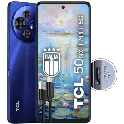 TCL 50 NXTPAPER 5G Smartphone 5G 6,8 120Hz Nxtpaper 3.0 skärm, 256 GB, 16 GB RAM, 108 Mpx Triple Camera, Android 14, Batt, 5010 mAh, blå, extra USB typ-c-kabel TCL 50 NXTPAPER 5G Smartphone 5G 6,8 120Hz Nxtpaper 3.0 skärm, 256 GB, 16 GB RAM, 108 Mpx Triple Camera, Android 14, Batt, 5010 mAh, blå, extra USB typ-c-kabel
