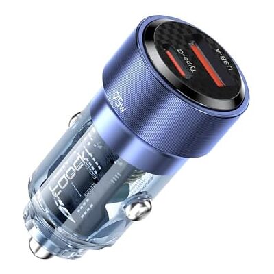 toocki Dubbla USB-uttag, 75 W, 1x USB-A och 1x USB-C PD 45 W, för 12 V/24 V biluttag, transparent design, skyddad laddning, kompatibel med iPhone, Samsung, iPad, MacBook, Galaxy, Nintendo Switch toocki Dubbla USB-uttag, 75 W, 1x USB-A och 1x USB-C PD 45 W, för 12 V/24 V biluttag, transparent design, skyddad laddning, kompatibel med iPhone, Samsung, iPad, MacBook, Galaxy, Nintendo Switch