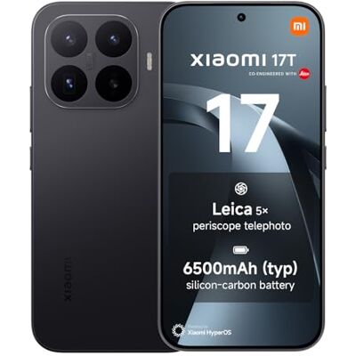 XIAOMI 17T, Smartphone 12 + 512 GB, 6,5 tum 120 Hz ögonvårdsdisplay, 6 500 mAh (typ) silikon-kolbatteri, Leica 5 x telephoto, 67 W HyperCharge, MediaTek Dimensity 9500, svart, 1 års extra garanti XIAOMI 17T, Smartphone 12 + 512 GB, 6,5 tum 120 Hz ögonvårdsdisplay, 6 500 mAh (typ) silikon-kolbatteri, Leica 5 x telephoto, 67 W HyperCharge, MediaTek Dimensity 9500, svart, 1 års extra garanti