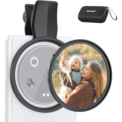 NEEWER 67 mm clip-on svart dimfilter för telefon, svart diffusion 1/4 fotolins tillbehörssats för Android smartphone-kamera, kompatibel med Samsung Google Pixel Huawei Xiaomi, FL-B20 NEEWER 67 mm clip-on svart dimfilter för telefon, svart diffusion 1/4 fotolins tillbehörssats för Android smartphone-kamera, kompatibel med Samsung Google Pixel Huawei Xiaomi, FL-B20