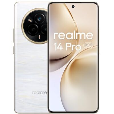 realme 14 Pro Smartphone 5 g, 12 512 GB, vit, Sony IMX882 OIS AI-kamera, kallkänslig färgändrande design, 5 260 mAh batteri, IP69,120 Hz ögonskyddsskärm, Amazon Exclusive (ingen adapter) realme 14 Pro Smartphone 5 g, 12 512 GB, vit, Sony IMX882 OIS AI-kamera, kallkänslig färgändrande design, 5 260 mAh batteri, IP69,120 Hz ögonskyddsskärm, Amazon Exclusive (ingen adapter)