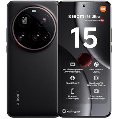 XIAOMI 15 Ultra Smartphone, 16+512 GB, svart, 100 mm Leica 200 MP supertele, 5410 mAh batteri, 90 W HyperCharge, HyperAI (laddare ingår ej) XIAOMI 15 Ultra Smartphone, 16+512 GB, svart, 100 mm Leica 200 MP supertele, 5410 mAh batteri, 90 W HyperCharge, HyperAI (laddare ingår ej)
