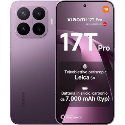 XIAOMI 17T Pro, smartphone 12 + 512 GB, 6,8 tum 144 Hz ögonvårdsdisplay, 7 000 mAh (typ) silikon-kolbatteri, Leica 5x telephoto, 100 W HyperCharge, Deep Violet, 1 års extra garanti XIAOMI 17T Pro, smartphone 12 + 512 GB, 6,8 tum 144 Hz ögonvårdsdisplay, 7 000 mAh (typ) silikon-kolbatteri, Leica 5x telephoto, 100 W HyperCharge, Deep Violet, 1 års extra garanti
