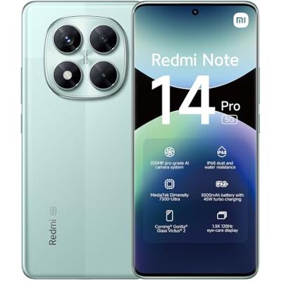 XIAOMI Redmi Note 14 Pro 5G smartphone, 8+256GB, grön, 200 MP pro-grade AI-kamera, IP68, 45W turboladdning med 5110 mAh batteri, AI-funktioner (ingen laddning ingår) XIAOMI Redmi Note 14 Pro 5G smartphone, 8+256GB, grön, 200 MP pro-grade AI-kamera, IP68, 45W turboladdning med 5110 mAh batteri, AI-funktioner (ingen laddning ingår)