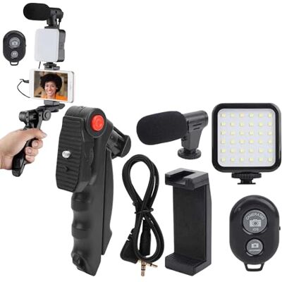 PARENCE .- Komplett vloggningskit för smartphones Justerbart stativ, siktmikrofon, LED-belysning, Bluetooth-fjärrkontroll, universellt stativ videoinspelning, YouTube, TikTok, streaming PARENCE .- Komplett vloggningskit för smartphones Justerbart stativ, siktmikrofon, LED-belysning, Bluetooth-fjärrkontroll, universellt stativ videoinspelning, YouTube, TikTok, streaming