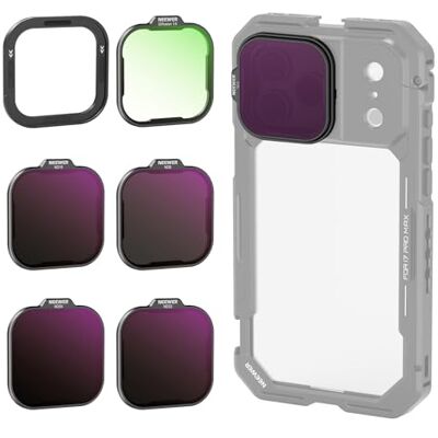 NEEWER ND filterset endast för PA143/PA144 smartphone-bur, gråfilter ND8/16/32/64 svart Diffusion 1/4 + magnetisk bakplatta, filtertillbehörssats kompatibelt med iPhone 17 Pro/17 Pro Max, svart NEEWER ND filterset endast för PA143/PA144 smartphone-bur, gråfilter ND8/16/32/64 svart Diffusion 1/4 + magnetisk bakplatta, filtertillbehörssats kompatibelt med iPhone 17 Pro/17 Pro Max, svart