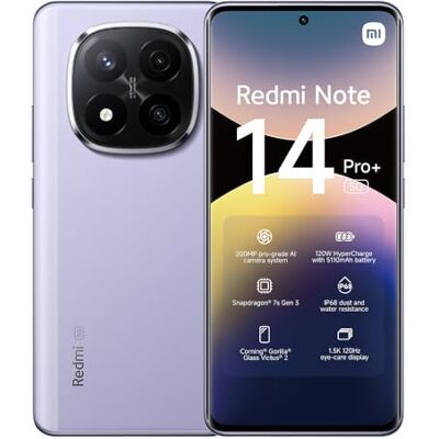 XIAOMI Redmi Note 14 Pro+ 5G Smartphone, 12 + 512 GB, lila, 200 MP pro-grade AI-kamera, IP68, 120 W HyperCharge, AI-funktioner (laddare ingår inte) XIAOMI Redmi Note 14 Pro+ 5G Smartphone, 12 + 512 GB, lila, 200 MP pro-grade AI-kamera, IP68, 120 W HyperCharge, AI-funktioner (laddare ingår inte)