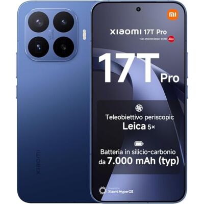 XIAOMI 17T Pro, smartphone 12 + 512 GB, 6,8 tum 144 Hz ögonvårdsdisplay, 7 000 mAh (typ) silikon-kolbatteri, Leica 5 x telephoto, 100 W HyperCharge, djupblå, 1 års extra garanti XIAOMI 17T Pro, smartphone 12 + 512 GB, 6,8 tum 144 Hz ögonvårdsdisplay, 7 000 mAh (typ) silikon-kolbatteri, Leica 5 x telephoto, 100 W HyperCharge, djupblå, 1 års extra garanti