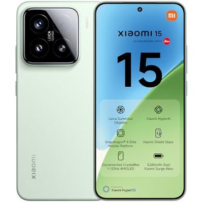 XIAOMI 15 smartphone, 12 + 512 GB, grön, 50 MP Leica huvudkamera, 5240 mAh batteri, 90 W HyperCharge, HyperAI (laddare ingår ej) XIAOMI 15 smartphone, 12 + 512 GB, grön, 50 MP Leica huvudkamera, 5240 mAh batteri, 90 W HyperCharge, HyperAI (laddare ingår ej)