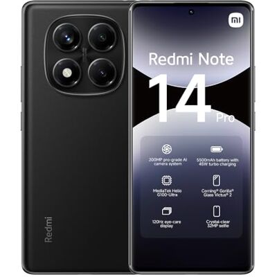 XIAOMI Redmi Note 14 Pro smartphone, 8 + 256 GB svart, 200 MP pro-grade AI-kamera, 5 500 mAh batteri, 32 MP selfie-kamera, AI-funktioner (laddare ingår inte) XIAOMI Redmi Note 14 Pro smartphone, 8 + 256 GB svart, 200 MP pro-grade AI-kamera, 5 500 mAh batteri, 32 MP selfie-kamera, AI-funktioner (laddare ingår inte)