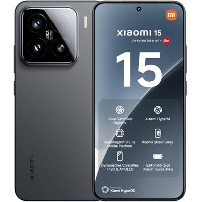 XIAOMI 15 Smartphone, 12 + 512 GB, svart, 50 MP Leica huvudkamera, 5240 mAh batteri, 90 W HyperCharge, HyperAI (laddare ingår ej) XIAOMI 15 Smartphone, 12 + 512 GB, svart, 50 MP Leica huvudkamera, 5240 mAh batteri, 90 W HyperCharge, HyperAI (laddare ingår ej)