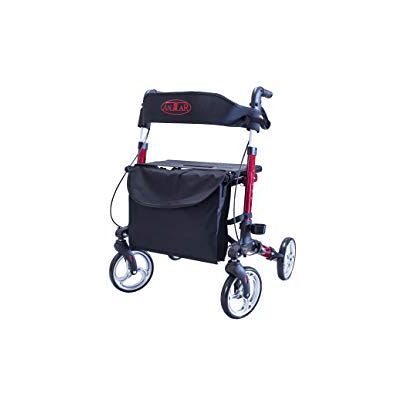 Antar FabaCare Premium aluminiumrullatorset, lätt reserullator med helutrustning, 3-vägs vikbar för bagageutrymme, resor och flygning, justerbar höjd, (röd) Antar FabaCare Premium aluminiumrullatorset, lätt reserullator med helutrustning, 3-vägs vikbar för bagageutrymme, resor och flygning, justerbar höjd, (röd)