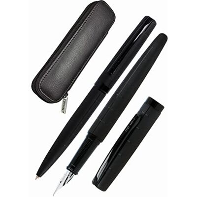 Online Skrivset Eleganza I innehåller kulspetspenna, reservoarpennor, äkta läderfodral I svart I 3 delar I i högkvalitativ presentförpackning I reservoarpenna för standardkassetter, 1 styck (1-pack) Online Skrivset Eleganza I innehåller kulspetspenna, reservoarpennor, äkta läderfodral I svart I 3 delar I i högkvalitativ presentförpackning I reservoarpenna för standardkassetter, 1 styck (1-pack)