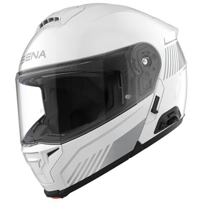 Sena SPECTER modulär smart kommunikation motorcykelhjälm med nätintercom, 2:a generationen ljud av Harmon Kardon, DuPont Kevlar Shell (glansig vit, L) Sena SPECTER modulär smart kommunikation motorcykelhjälm med nätintercom, 2:a generationen ljud av Harmon Kardon, DuPont Kevlar Shell (glansig vit, L)