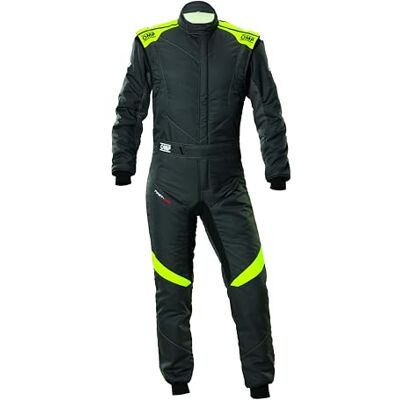 OMP First Evo racingdräkt, FIA 8856-2018, komfort och andningsförmåga, antracit/flytande gul, storlek 52 OMP First Evo racingdräkt, FIA 8856-2018, komfort och andningsförmåga, antracit/flytande gul, storlek 52