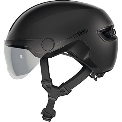 ABUS City hjälm HUD-Y ACE – snygg cykelhjälm med visir och magnetisk, uppladdningsbar LED-bakljus – för män och kvinnor – svart, storlek M ABUS City hjälm HUD-Y ACE – snygg cykelhjälm med visir och magnetisk, uppladdningsbar LED-bakljus – för män och kvinnor – svart, storlek M