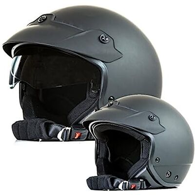 protectWEAR Jet hjälm H740 med integrerat solskydd och sköld matt svart storlek S protectWEAR Jet hjälm H740 med integrerat solskydd och sköld matt svart storlek S