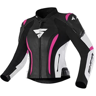SHIMA Miura 2.0 Motorcykeljacka i läder, dam, sportjacka med rygg, armbågar, axelskydd, perforerat läder, för 2-delad kostym (32, rosa) SHIMA Miura 2.0 Motorcykeljacka i läder, dam, sportjacka med rygg, armbågar, axelskydd, perforerat läder, för 2-delad kostym (32, rosa)