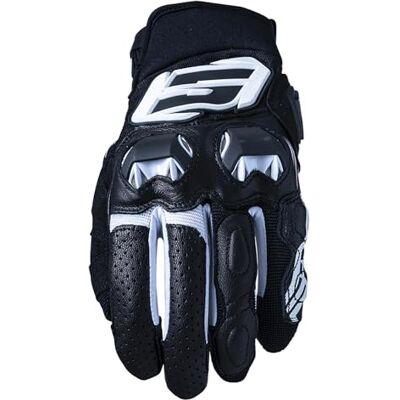 FIVE GLOVES Five 830121 korta motorcykelhandskar, SF3, 1KP flexibel ventilation, svart och vit, M FIVE GLOVES Five 830121 korta motorcykelhandskar, SF3, 1KP flexibel ventilation, svart och vit, M