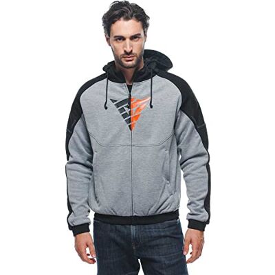 Dainese – Daemon X Safety huvtröja full dragkedja, motorcykel fleecejacka, meshtyg, axel och armbågsskydd, herr motorcykeljacka, grå melange/svart/fluo röd, 44 Dainese – Daemon X Safety huvtröja full dragkedja, motorcykel fleecejacka, meshtyg, axel och armbågsskydd, herr motorcykeljacka, grå melange/svart/fluo röd, 44
