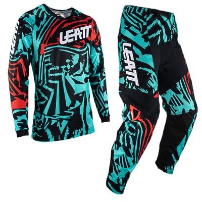 Leatt 3.5 Zebra Motocross-tröjor och byxor Set, Black/Green, S Leatt 3.5 Zebra Motocross-tröjor och byxor Set, Black/Green, S