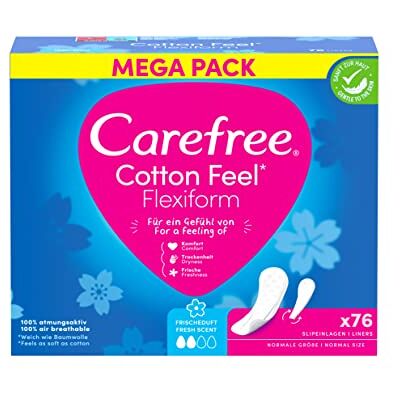 Carefree Cotton Feel Flexicomfort – ventilerande trosskydd, frisk doft, absorptionsgrad två, storlek normal 76-pack Carefree Cotton Feel Flexicomfort – ventilerande trosskydd, frisk doft, absorptionsgrad två, storlek normal 76-pack