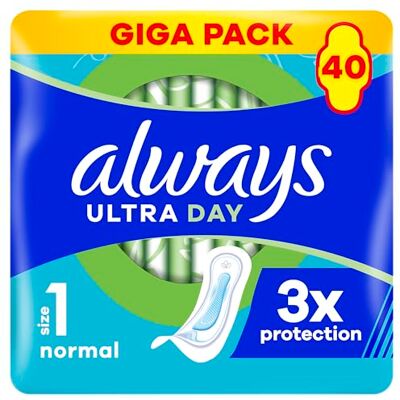 Always Alltid Ultra Day sanitetsbindor normal (storlek 1) 40 stycken, superabsorberande och ultratunna, för mensen Always Alltid Ultra Day sanitetsbindor normal (storlek 1) 40 stycken, superabsorberande och ultratunna, för mensen