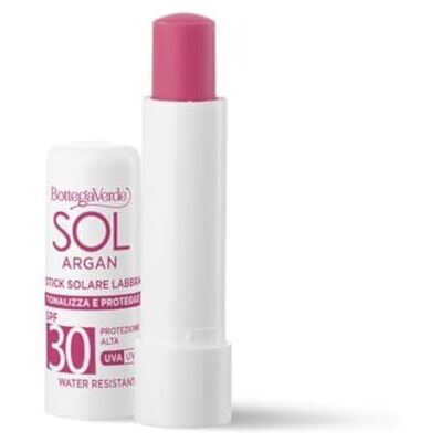 Bottega Verde SOL Argan Läpppinne tonar och skyddar högt skydd SPF30 (5 ml) vattenbeständig rosa Bottega Verde SOL Argan Läpppinne tonar och skyddar högt skydd SPF30 (5 ml) vattenbeständig rosa