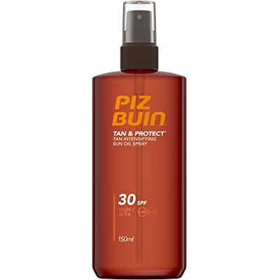 Piz Buin Tan & Protect Solskydd, 150 ml Sololja med solskyddsfaktor 30, vattentät solskyddsspray för långvarig solbränna Piz Buin Tan & Protect Solskydd, 150 ml Sololja med solskyddsfaktor 30, vattentät solskyddsspray för långvarig solbränna