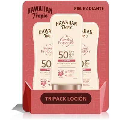HAWAIIAN Tropic Glowing Protection Ultra Radiance Skyddande solkräm SPF 50, skyddar huden, doft av tropisk frukt, grädde 180 ml (förpackning med 3) HAWAIIAN Tropic Glowing Protection Ultra Radiance Skyddande solkräm SPF 50, skyddar huden, doft av tropisk frukt, grädde 180 ml (förpackning med 3)