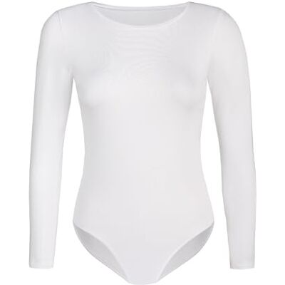 Teyli Långärmad body för kvinnor, viskos lång, Vit, 3XL Teyli Långärmad body för kvinnor, viskos lång, Vit, 3XL