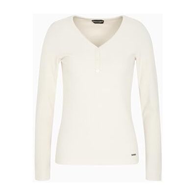 Giorgio Armani kvinnors varma ribba lång ärm henley vit M, Vitt, M Giorgio Armani kvinnors varma ribba lång ärm henley vit M, Vitt, M