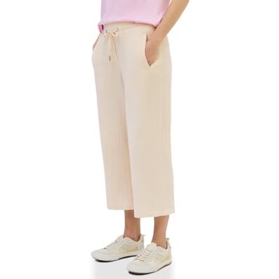 Cecil Musselinbyxor för kvinnor med breda ben, Pärla beige, S / 24L Cecil Musselinbyxor för kvinnor med breda ben, Pärla beige, S / 24L