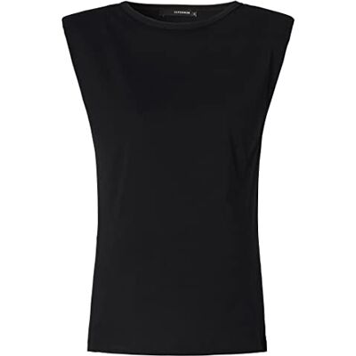 Supermom T-shirt för kvinnor, ärmlös axellös T-shirt, Svart – P090, 36 SE Supermom T-shirt för kvinnor, ärmlös axellös T-shirt, Svart – P090, 36 SE