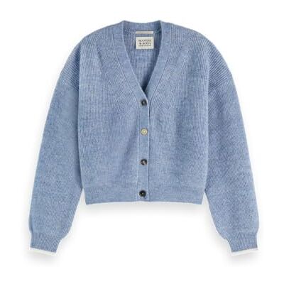 Scotch & Soda luddig avslappnad cardigan, Bleknad denim melange U979, S Scotch & Soda luddig avslappnad cardigan, Bleknad denim melange U979, S