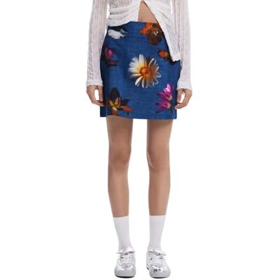 Desigual Fal_mirta kjol för kvinnor, Blå, M Desigual Fal_mirta kjol för kvinnor, Blå, M